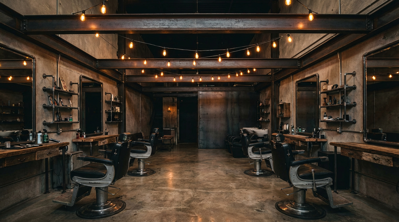 Cut Throat industrial barbershop interior